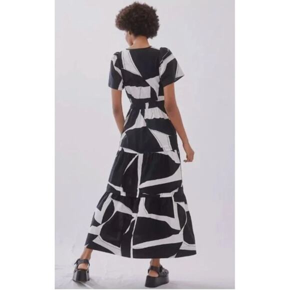 Maeve Dress Womens Large The Somerset Maxi Black White Belted Boho Chic Casual - Picture 4 of 16